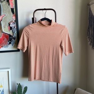 Madewell Striped Mock-turtleneck Top, Short-sleeve, XS